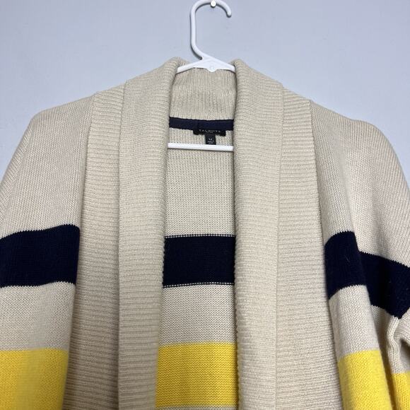 Talbots Womens Lambswool Blend Open Front Cardigan Colorblock Petite Sz L - Picture 2 of 12